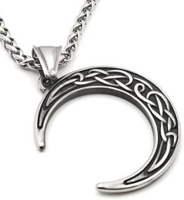 img 2 attached to 🌙 Gungneer Stainless Steel Celtic Knot Crescent Moon Pendant Necklace - Irish Protection Accessory with Keel Chain - Celtic Jewelry