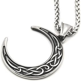 img 3 attached to 🌙 Gungneer Stainless Steel Celtic Knot Crescent Moon Pendant Necklace - Irish Protection Accessory with Keel Chain - Celtic Jewelry