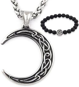 img 4 attached to 🌙 Gungneer Stainless Steel Celtic Knot Crescent Moon Pendant Necklace - Irish Protection Accessory with Keel Chain - Celtic Jewelry