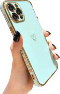 lutty iphone 12 pro max case for women, luxury electroplated edge bumper case, full camera lens protection with reinforced raised corners cover case (6.7 inches) - candy green logo