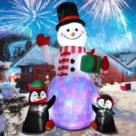 🎉 clearance sale: 6ft christmas inflatable outdoor yard decorations - festive snowman & penguin with built-in leds for frontyard & porch logo