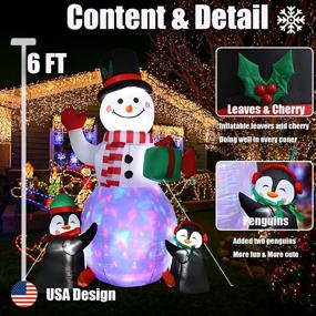 img 3 attached to 🎉 Clearance Sale: 6Ft Christmas Inflatable Outdoor Yard Decorations - Festive Snowman & Penguin with Built-in LEDs for Frontyard & Porch