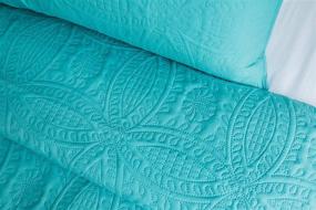 img 1 attached to Blue-Ocean Teal Bedspread Coverlet Set by Mezzati – Prestige Collection - Comforter Bedding Cover – Brushed Microfiber Bedding 3-Piece Quilt Set for Queen/Full Size, Blue Ocean Teal