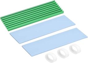 img 4 attached to Uxcell Aluminum Heatsink Kit 70X22X3Mm Green With Two Silicone Thermal Pads For M