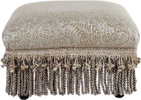 img 1 attached to 🪑 Jennifer Taylor Home Fiona Collection Fringed and Tasseled Wood Framed Footstool, Teal Tan/Paisley - Traditional Style Upholstered