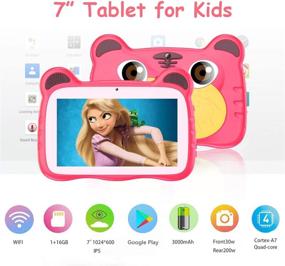 img 3 attached to 🎁 Детский планшет, планшет на базе Android 10.0 для детей, 7-дюймовый 1280x800 HD IPS-экран с защитой глаз, 1 ГБ оперативной памяти + 16 ГБ встроенной памяти, WiFi, Bluetooth, двойная камера и родительский контроль, идеальный подарок для мальчиков и девочек (розовый)