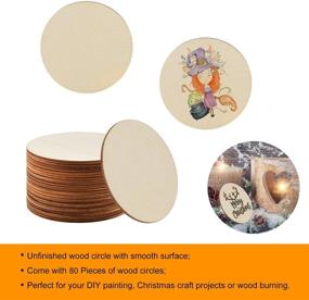 img 2 attached to 🌳 80-Piece Blank Wooden Circles: Natural Wood Slices for DIY Crafts, Painting & Home Decoration (4 Inch)