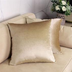 img 4 attached to 🛋️ GuildreyTex Cozy Velvet Square Throw Pillow Covers – Soft Solid Decorative Cushion Pillowcases for Couch, Bed and Car – 18 x 18 Inches Champagne – Pack of 2