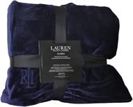 🛌 гарантированный премиум комфорт: плед lauren ralph lauren из микроминка в синем цвете - размер queen/full логотип