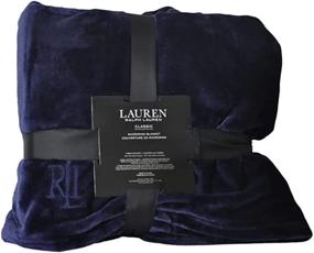 img 1 attached to 🛌 Гарантированный премиум комфорт: плед Lauren Ralph Lauren из микроминка в синем цвете - размер Queen/Full