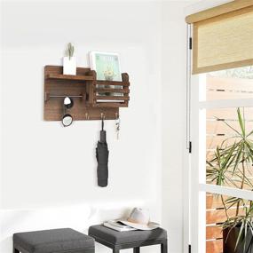 img 2 attached to 📬 Versatile Wall-Mounted Wooden Mail Holder with Key Hooks, Floating Shelf, and Sunglasses Holder – Stylish Home Decor for Entryway, Mudroom, Hallway, and Office