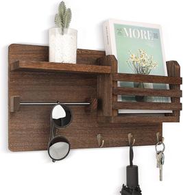 img 4 attached to 📬 Versatile Wall-Mounted Wooden Mail Holder with Key Hooks, Floating Shelf, and Sunglasses Holder – Stylish Home Decor for Entryway, Mudroom, Hallway, and Office