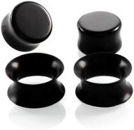 hqla 2 pairs black natural obsidian stone ear gauges plugs - body piercing jewelry, 2g-5/8'' sizes logo