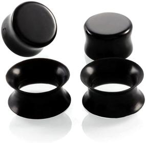 img 1 attached to HQLA 2 Pairs Black Natural Obsidian Stone Ear Gauges Plugs - Body Piercing Jewelry, 2g-5/8'' Sizes