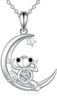 🐸 funky frog moon pendant necklace: sterling silver women's jewelry, perfect frog gifts for birthdays & christmas logo