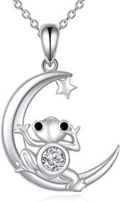 img 4 attached to 🐸 Funky Frog Moon Pendant Necklace: Sterling Silver Women's Jewelry, Perfect Frog Gifts for Birthdays & Christmas