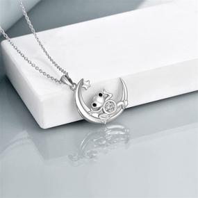 img 2 attached to 🐸 Funky Frog Moon Pendant Necklace: Sterling Silver Women's Jewelry, Perfect Frog Gifts for Birthdays & Christmas