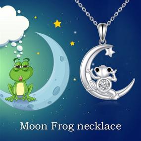 img 1 attached to 🐸 Funky Frog Moon Pendant Necklace: Sterling Silver Women's Jewelry, Perfect Frog Gifts for Birthdays & Christmas