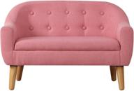 🎀 lovely pink kids sofa: 2-seater upholstered couch, perfect children gift (30-inch) logo