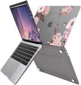 img 2 attached to MOSISO MacBook Air 13 Inch Case 2020-2018: Plastic 🌸 Peony Hard Shell with Keyboard Cover & Screen Protector - Grey