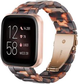 img 4 attached to 🎀 Ayeger Замена Банд для Fitbit Versa/Versa 2 - Модные смолы ремешки для женщин и мужчин с золотой пряжкой