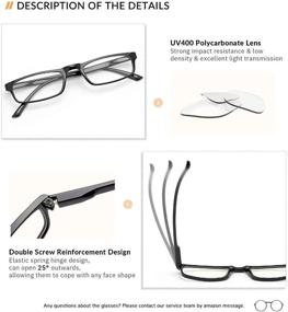 img 3 attached to 👓 3-Pack Gaoye Blue Light Blocking Reading Glasses for Women and Men - Computer Readers with Spring Hinge, Anti-UV Square Eyeglasses