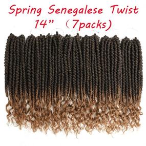 img 2 attached to 7 пакетов взрывных косичек крючком из синтетических волос Senegalese Spring 🔥 Twist Hair Dreadlocks Crochet Braiding Braids Hair Extensions - 14 дюймов (T1B/27)