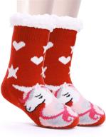 теплые носки-тапочки с флисовой подкладкой для девочек и мальчиков - мягкие, уютные и идеально подходят для зимы - идеальные рождественские чулки для детей и малышей. логотип
