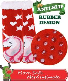 img 1 attached to Теплые носки-тапочки с флисовой подкладкой для девочек и мальчиков - мягкие, уютные и идеально подходят для зимы - идеальные рождественские чулки для детей и малышей.