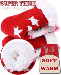 img 3 attached to Теплые носки-тапочки с флисовой подкладкой для девочек и мальчиков - мягкие, уютные и идеально подходят для зимы - идеальные рождественские чулки для детей и малышей.