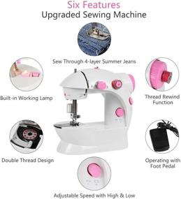 img 1 attached to Portable Electric Mini Sewing Machine with Dual Speed and Double Thread - Complete Sewing Kit