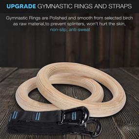 img 2 attached to Enhanced Wooden Gymnastic Rings: Non-Slip with Adjustable Straps for Strength Training, Bodybuilding, Cross Training, and More!