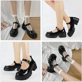 img 1 attached to 👠 AOSPHIRAYLIAN Women's Gothic Lolita Platform Mary Janes Ankle Strap Chunky Heel Dress Pumps - Uniform Shoes