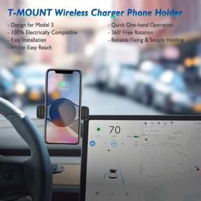 img 3 attached to Plafnio Wireless Charger Phone Holder/Mount for Tesla Model 3 & Model Y, 360 Rotation Dashboard/Console Phone Stand, Compatible with iPhone, Samsung, and More