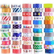 60-piece set of decorative colored washi tape for scrapbooking, bullet journals, diy crafts, gift wrapping, planners - wide 15mm roll size, ideal for kids and adults logo