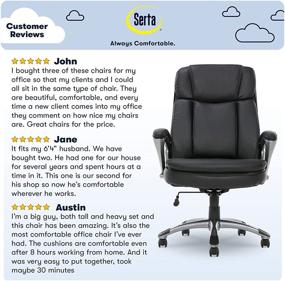 img 1 attached to 💺 Serta Big &amp; Tall Ergonomic Executive Office Chair with High Back, All-Day Comfort and Lumbar Support, Bonded Leather, Black