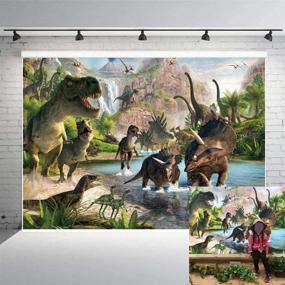 img 4 attached to 🦕 Fanghui 7x5ft 3D Cartoon Dinosaur Photography Backdrops for Children's Party Decoration - Photo Background Studio Props Banner