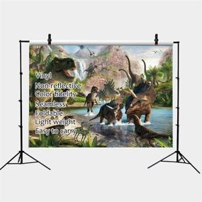 img 1 attached to 🦕 Fanghui 7x5ft 3D Cartoon Dinosaur Photography Backdrops for Children's Party Decoration - Photo Background Studio Props Banner