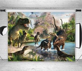 img 3 attached to 🦕 Fanghui 7x5ft 3D Cartoon Dinosaur Photography Backdrops for Children's Party Decoration - Photo Background Studio Props Banner