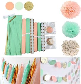 img 4 attached to 🎉 Mint Peach Party Decorations: Qian's Party Glitter Gold Tissue Paper Pom Pom Polka Dot Paper Garland for Baby Showers, Birthdays, Weddings, Nurseries, and Bridal Showers
