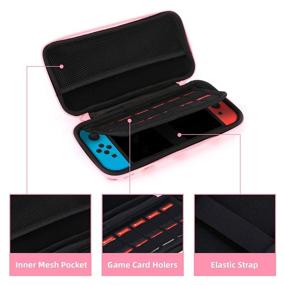 img 2 attached to 🍓 Niclogi Nintendo Switch Carry Case: Hard Shell Protective Cover with Game Card Slots and Inner Storage Bag - Strawberry Pattern