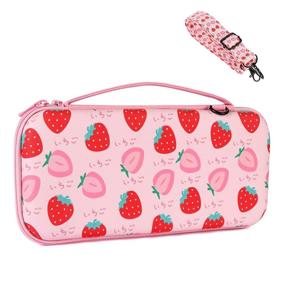 img 4 attached to 🍓 Niclogi Nintendo Switch Carry Case: Hard Shell Protective Cover with Game Card Slots and Inner Storage Bag - Strawberry Pattern