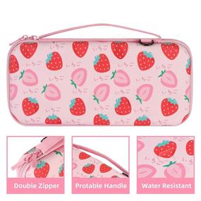 img 3 attached to 🍓 Niclogi Nintendo Switch Carry Case: Hard Shell Protective Cover with Game Card Slots and Inner Storage Bag - Strawberry Pattern