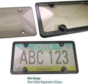img 3 attached to 🚗 Aootf Clear Smoked License Plate Cover Frame Combo- Premium Black Aluminum Carbon Fiber License Plate Frame with License Plate Clear Black Bubble Protector, Stainless Plate Screws and Caps - Complete 1 Set Package