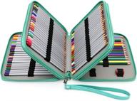 btsky deluxe pu leather pencil case for colored pencils - 120 slot pencil holder with handle strap handy colored pencil box large(green) logo