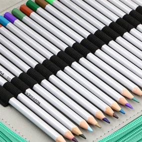 img 2 attached to BTSKY Deluxe PU Leather Pencil Case For Colored Pencils - 120 Slot Pencil Holder With Handle Strap Handy Colored Pencil Box Large(Green)