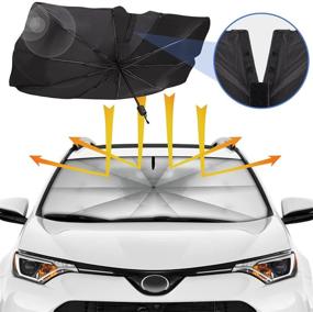 img 4 attached to 🌞 Sedan SUV Car Sun Shade: Ultimate Protection from UV Rays & Heat, Foldable Umbrella Design, Velcro Tapered Edge, Keep Your Car Cool, Easy to Use & Store - 57''x 31''