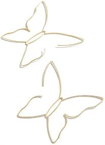 img 4 attached to 🦋 D.Rosse Large Boho Hollow Line Butterfly Hoop Earrings in Gold and Silver for Women and Girls - Simple, Stylish, Dainty, Beach Drop Dangle Pendant Earrings