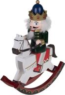 🎄 clever creations black rocking horse 12 inch traditional wooden nutcracker - festive christmas decor for shelves and tables logo