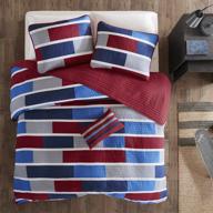 🛏️ cozy quilt set by mi zone - casual modern design for all seasons, teen bedding coverlet bedspread with decorative pillow - perfect décor for boys bedroom - full/queen size, bradley navy - 4 piece set logo